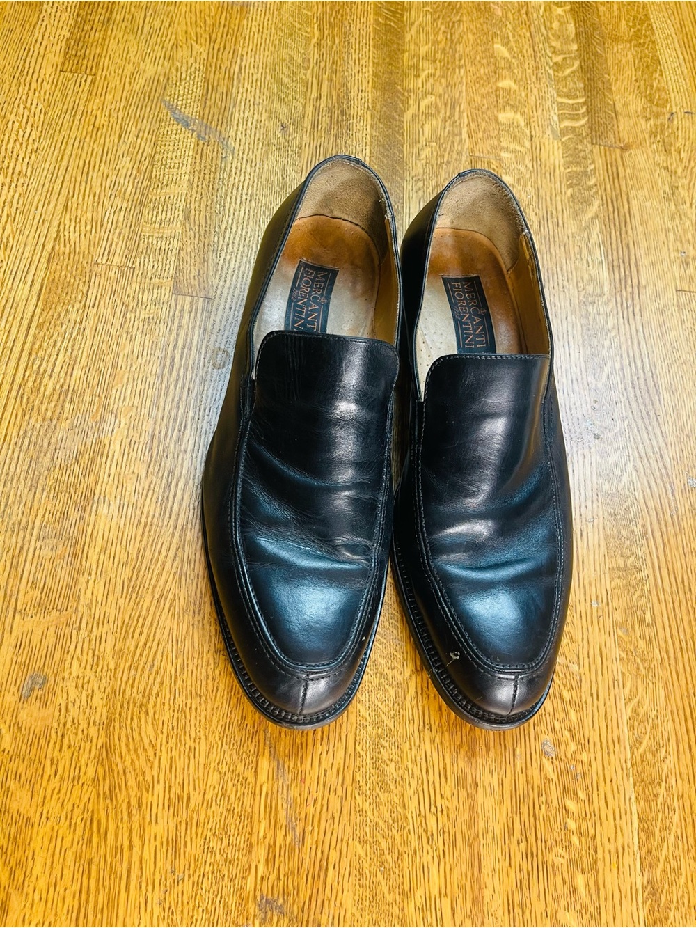 Mercanti Fiorentini Black Leather Slip-On Loafers — Classic Dress Loafers